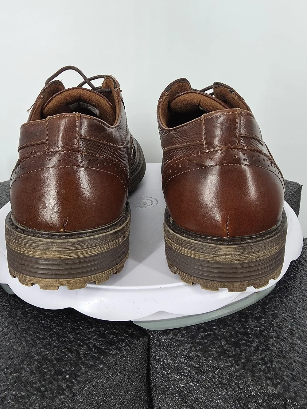 Arkbird Men's Brown Leather Wingtip Brogue Oxfords Size 13 Lug Sole Dress Shoes